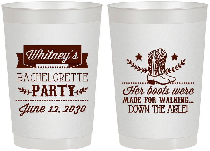 Personalized Bachelorette 22 oz Frosted Cups - Cowgirl Boots | 60072
