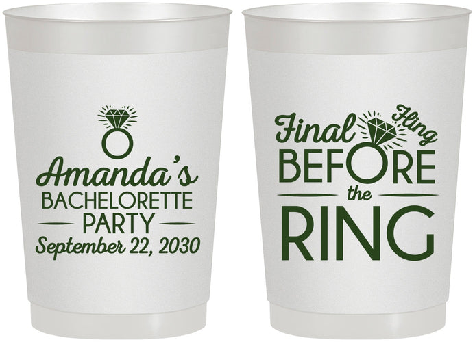 Personalized Bachelorette 22 oz Frosted Cups - Final Fling Before The Ring | 60074