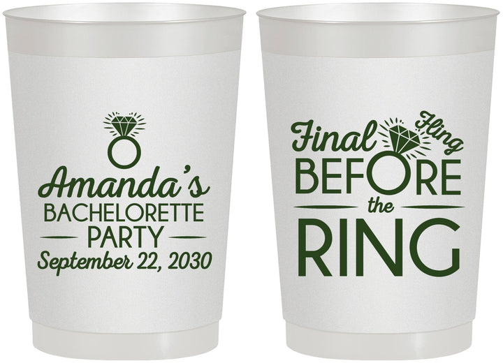 Personalized Bachelorette 22 oz Frosted Cups - Final Fling Before The Ring | 60074