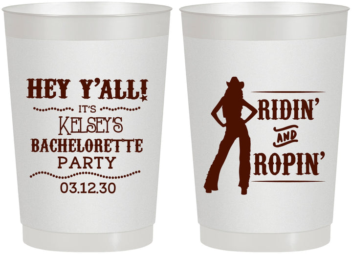 Personalized Bachelorette 22 oz Frosted Cups - Ridin And Ropin | 60078