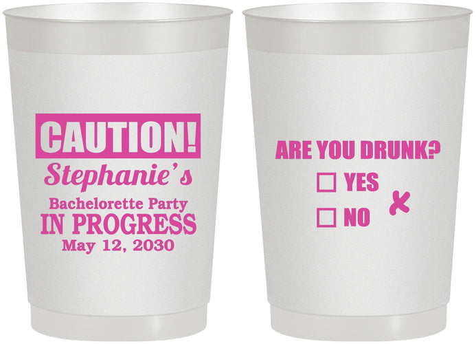 Personalized Bachelorette 22 oz Frosted Cups - Drunk Yes Or No | 60083