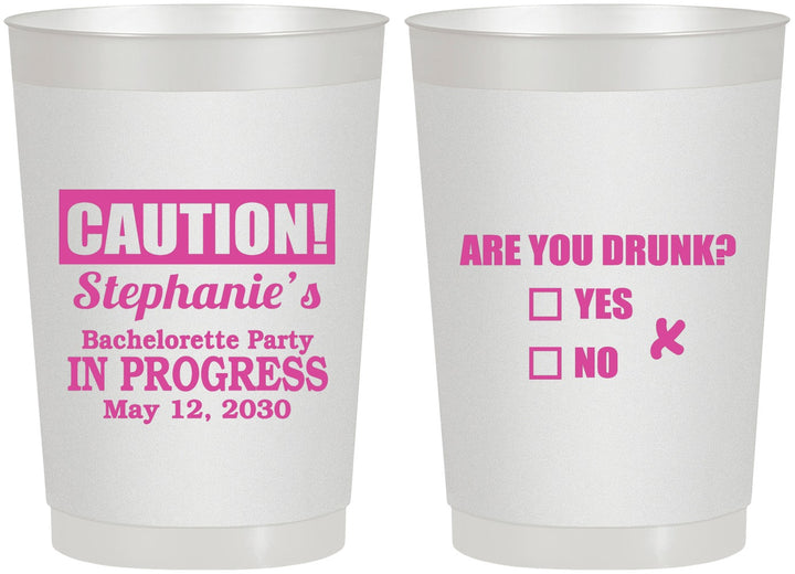 Personalized Bachelorette 22 oz Frosted Cups - Drunk Yes Or No | 60083