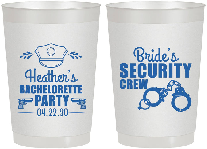 Personalized Bachelorette 22 oz Frosted Cups - Police Security Crew | 60091