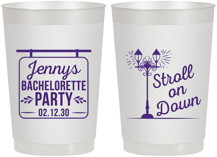 Personalized Bachelorette 22 oz Frosted Cups - Stroll On Down | 60092