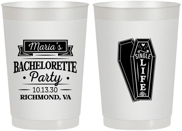 Personalized Bachelorette 22 oz Frosted Cups - Rip Single Life | 60095