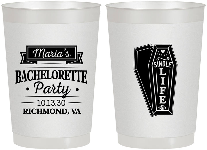 Personalized Bachelorette 22 oz Frosted Cups - Rip Single Life | 60095