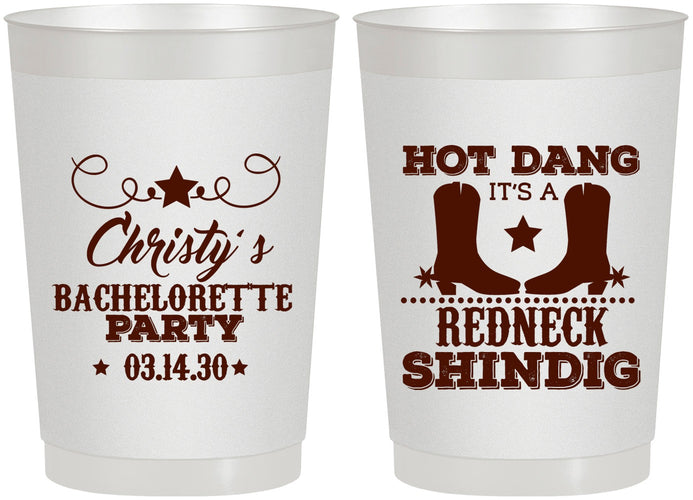 Personalized Bachelorette 22 oz Frosted Cups - Redneck Shindig | 60100