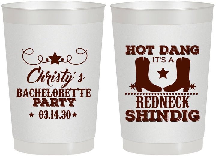 Personalized Bachelorette 22 oz Frosted Cups - Redneck Shindig | 60100