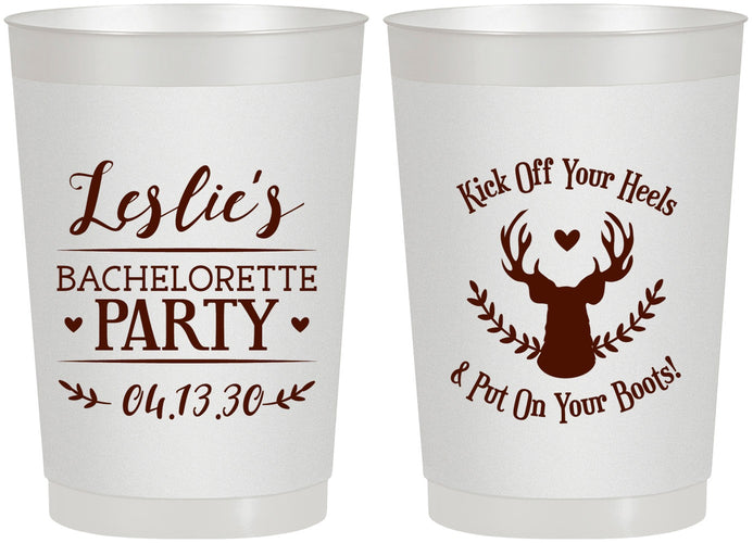 Personalized Bachelorette 22 oz Frosted Cups - Deer Heels Boots | 60102