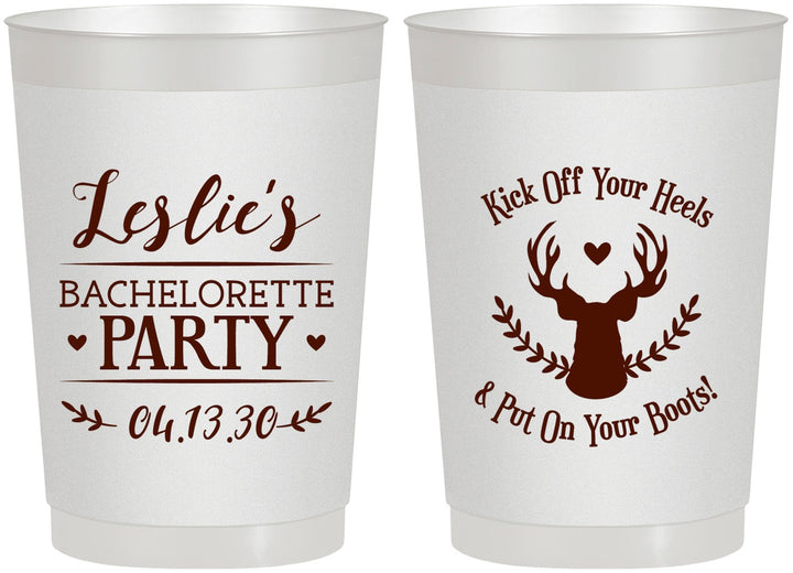 Personalized Bachelorette 22 oz Frosted Cups - Deer Heels Boots | 60102