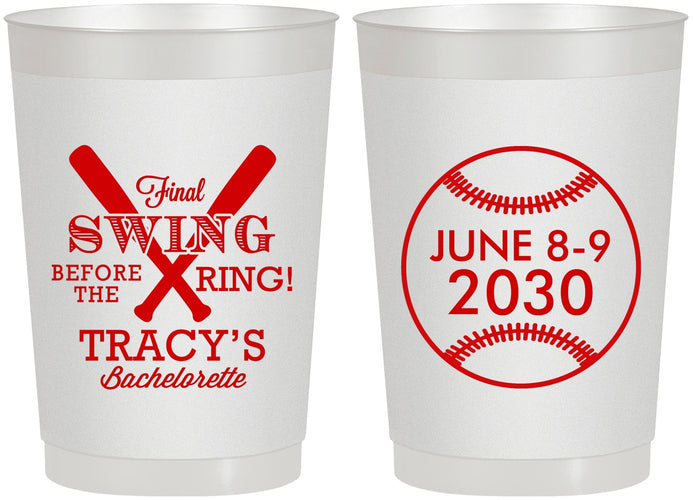Personalized Bachelorette 22 oz Frosted Cups - Final Swing Before Ring | 60109
