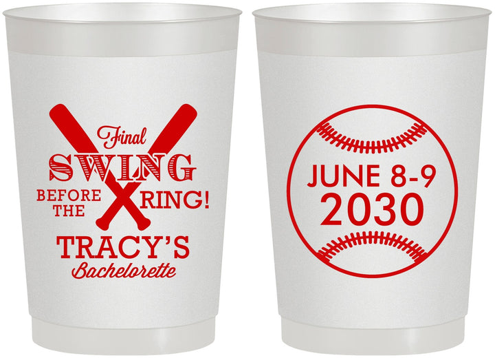 Personalized Bachelorette 22 oz Frosted Cups - Final Swing Before Ring | 60109