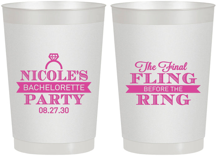 Personalized Bachelorette 22 oz Frosted Cups - Final Fling Before The Ring | 60110