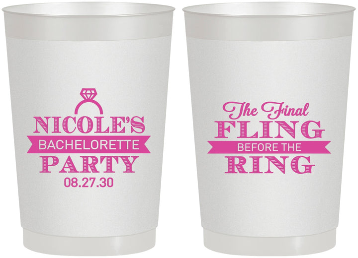 Personalized Bachelorette 22 oz Frosted Cups - Final Fling Before The Ring | 60110