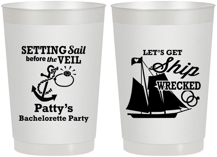 Personalized Bachelorette 22 oz Frosted Cups - Setting Sail Before Veil | 60116