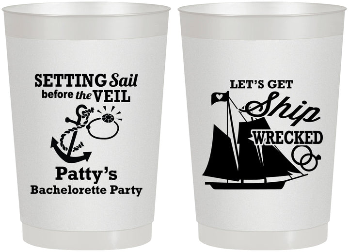 Personalized Bachelorette 22 oz Frosted Cups - Setting Sail Before Veil | 60116
