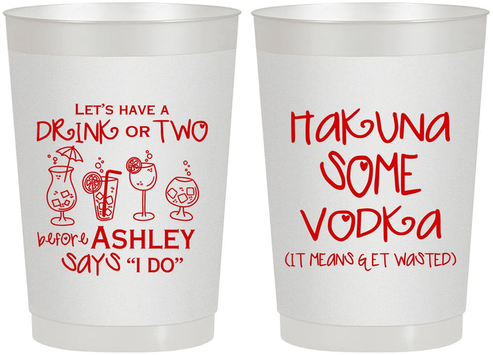 Personalized Bachelorette 22 oz Frosted Cups - Lets Get Wasted | 60119