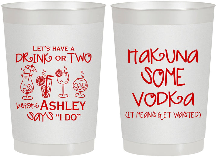 Personalized Bachelorette 22 oz Frosted Cups - Lets Get Wasted | 60119