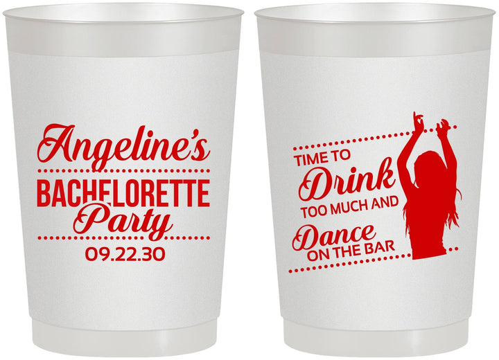 Personalized Bachelorette 22 oz Frosted Cups - Drink Dance On Bar | 60122