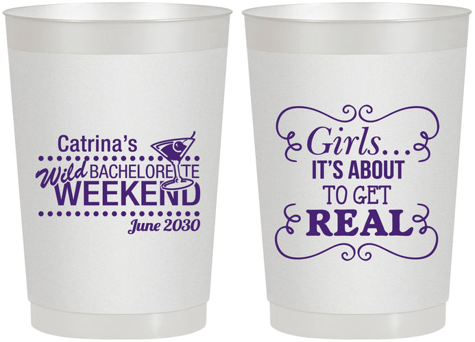 Personalized Bachelorette 22 oz Frosted Cups - About To Get Real | 60123