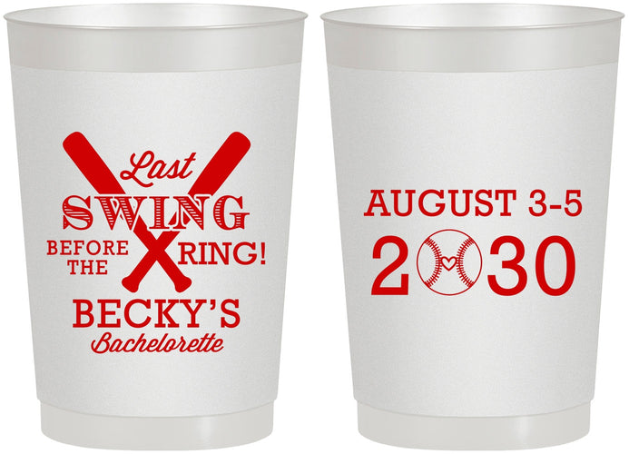 Personalized Bachelorette 22 oz Frosted Cups - Last Swing Before Ring | 60127
