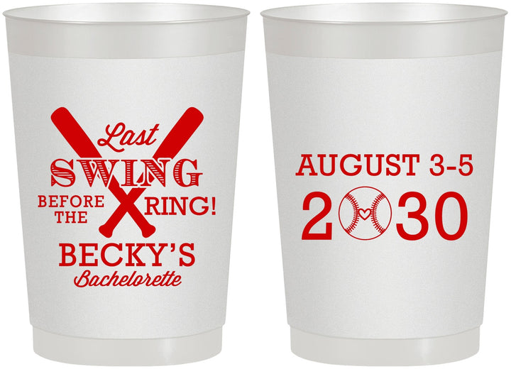 Personalized Bachelorette 22 oz Frosted Cups - Last Swing Before Ring | 60127