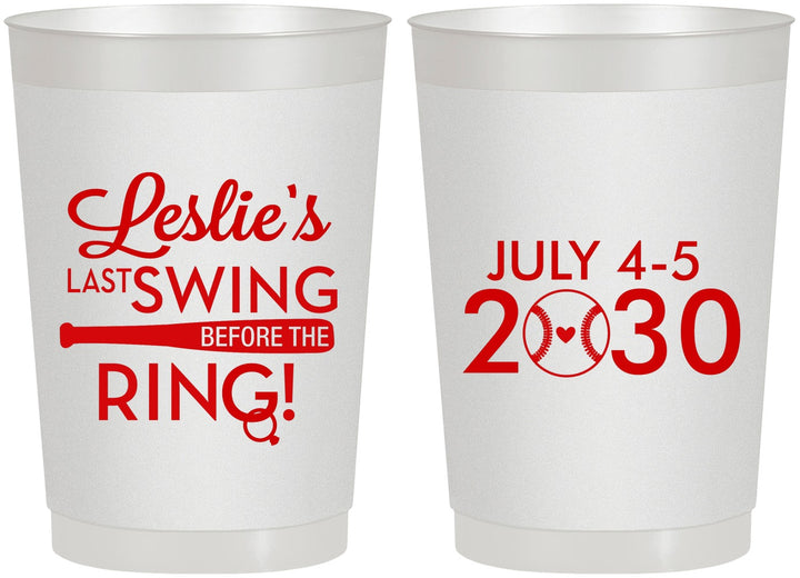 Personalized Bachelorette 22 oz Frosted Cups - Last Swing Before Ring | 60128