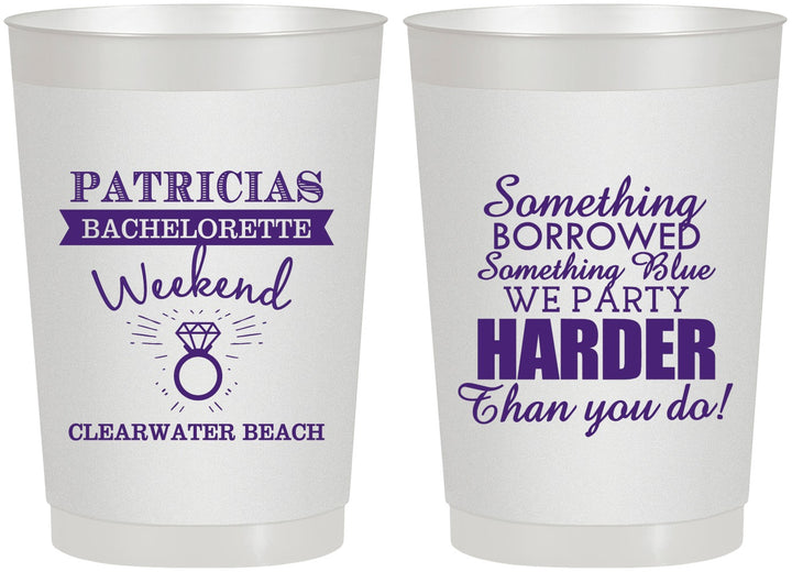 Personalized Bachelorette 22 oz Frosted Cups - Something Borrowed | 60130