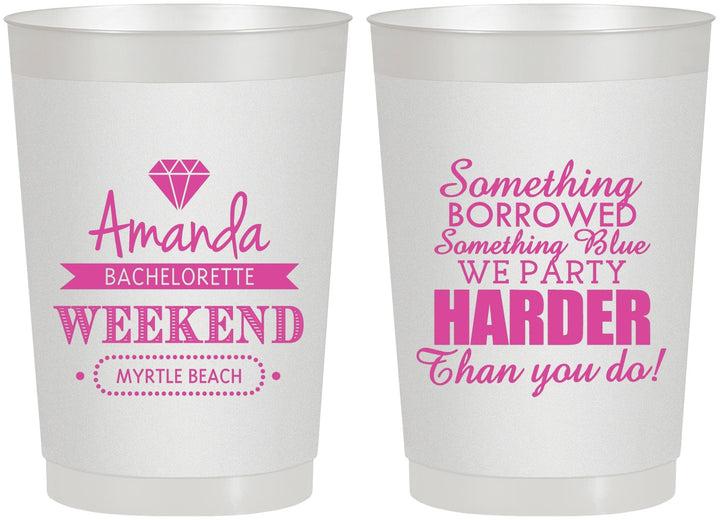 Personalized Bachelorette 22 oz Frosted Cups - Something Borrowed | 60131