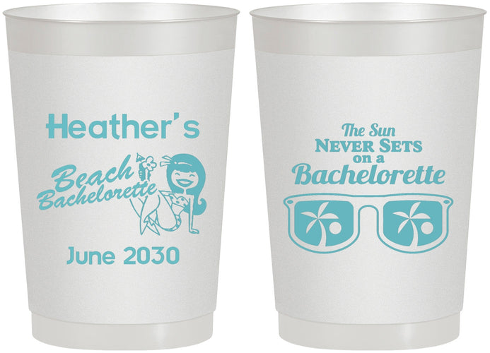 Personalized Bachelorette 22 oz Frosted Cups - Beach | 60135