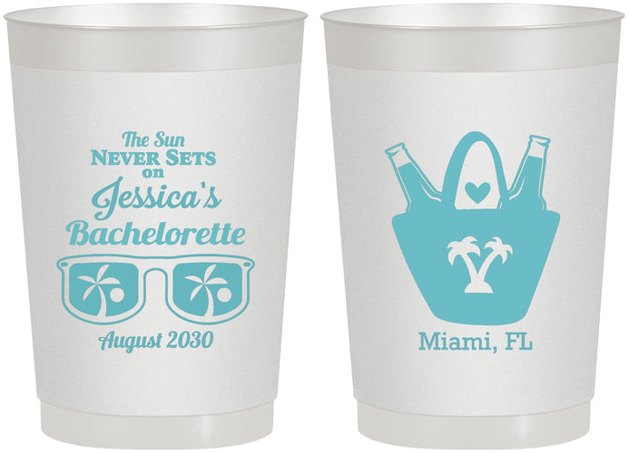Personalized Bachelorette 22 oz Frosted Cups - Beach Sun Never Sets | 60136