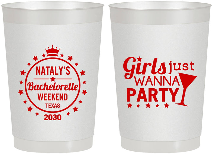 Personalized Bachelorette 22 oz Frosted Cups - Girls Just Wanna Party | 60139