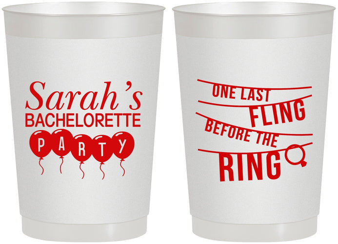 Personalized Bachelorette 22 oz Frosted Cups - Last Fling Before Rings | 60140