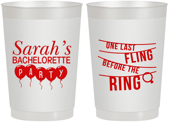 Personalized Bachelorette 22 oz Frosted Cups - Last Fling Before Rings | 60140