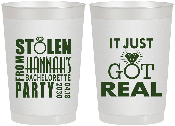 Personalized Bachelorette 22 oz Frosted Cups - Just Got Real | 60141