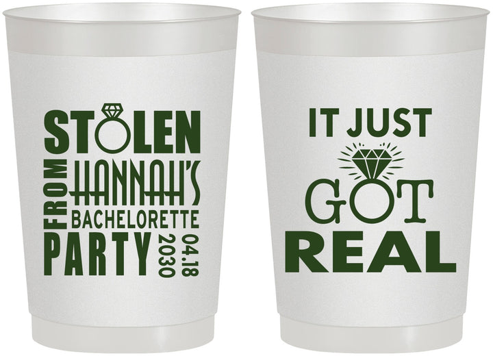 Personalized Bachelorette 22 oz Frosted Cups - Just Got Real | 60141