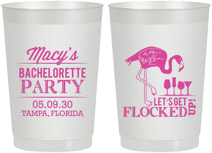 Personalized Bachelorette 22 oz Frosted Cups - Lets Get Flocked Up | 60143