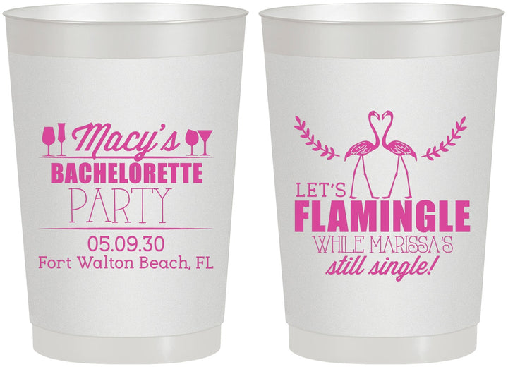 Personalized Bachelorette 22 oz Frosted Cups - Lets Flamingle Still Single | 60144