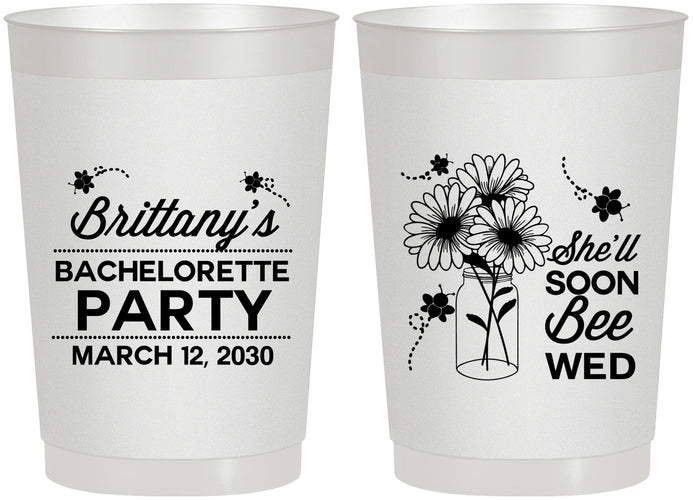Personalized Bachelorette 22 oz Frosted Cups - She Will Soon Bee Wed | 60151
