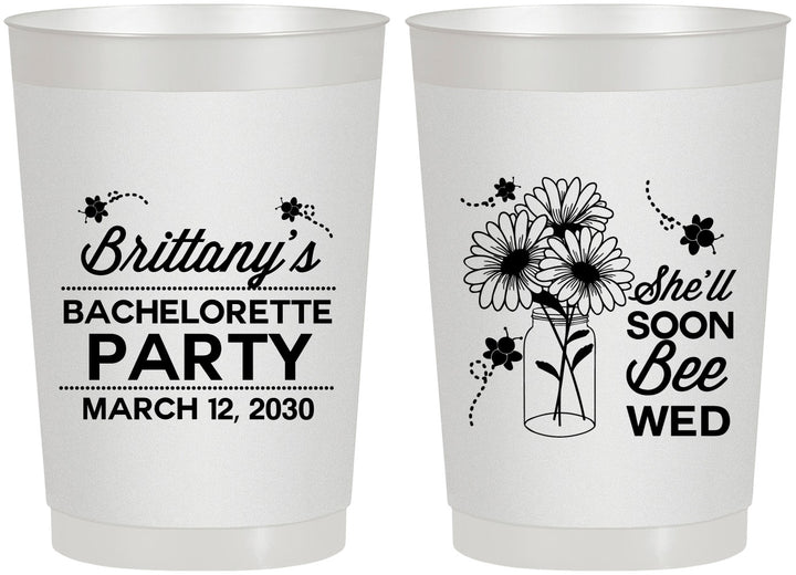 Personalized Bachelorette 22 oz Frosted Cups - She Will Soon Bee Wed | 60151