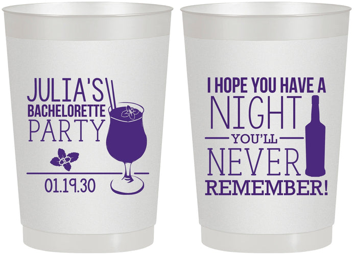 Personalized Bachelorette 22 oz Frosted Cups - Night Never Remember | 60160