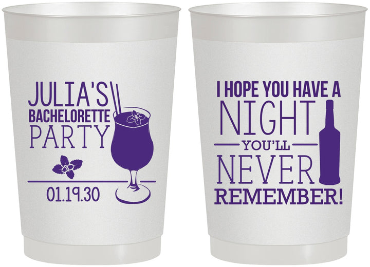 Personalized Bachelorette 22 oz Frosted Cups - Night Never Remember | 60160