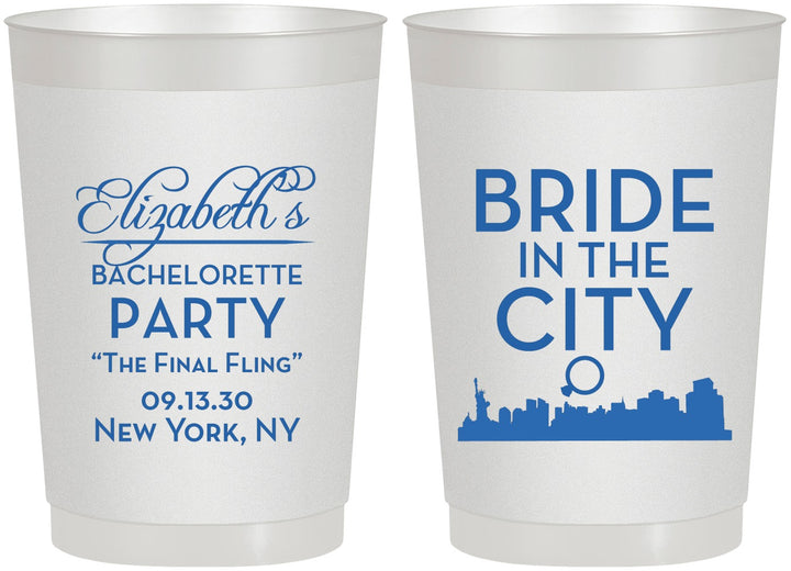 Personalized Bachelorette 22 oz Frosted Cups - New York | 60162