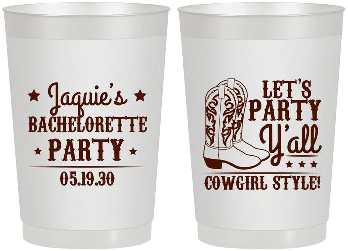 Personalized Bachelorette 22 oz Frosted Cups - Cowgirl Boots | 60163
