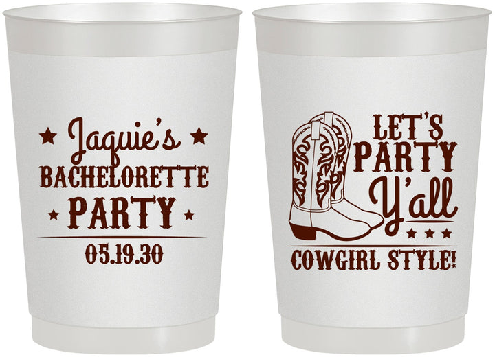 Personalized Bachelorette 22 oz Frosted Cups - Cowgirl Boots | 60163