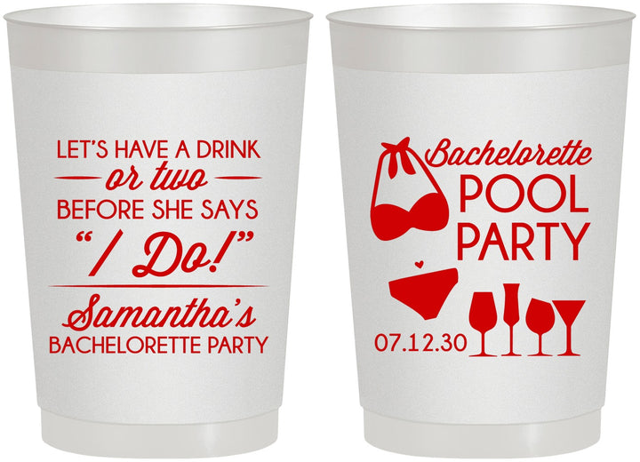Personalized Bachelorette 22 oz Frosted Cups - Pool Party | 60167