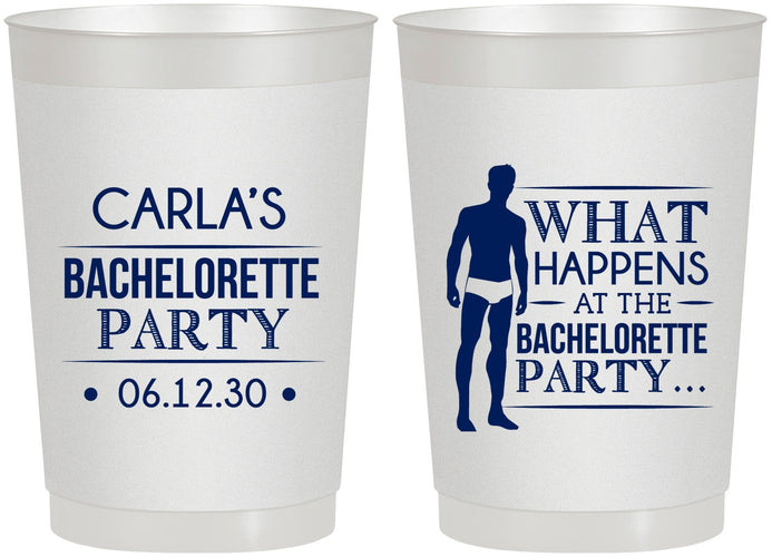 Personalized Bachelorette 22 oz Frosted Cups - What Happens | 60172