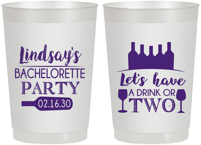 Personalized Bachelorette 22 oz Frosted Cups - Wine Drink Or Two | 60178