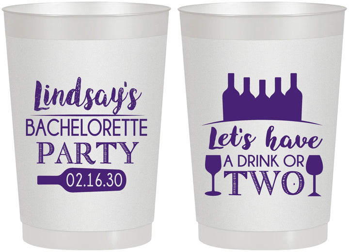 Personalized Bachelorette 22 oz Frosted Cups - Wine Drink Or Two | 60178