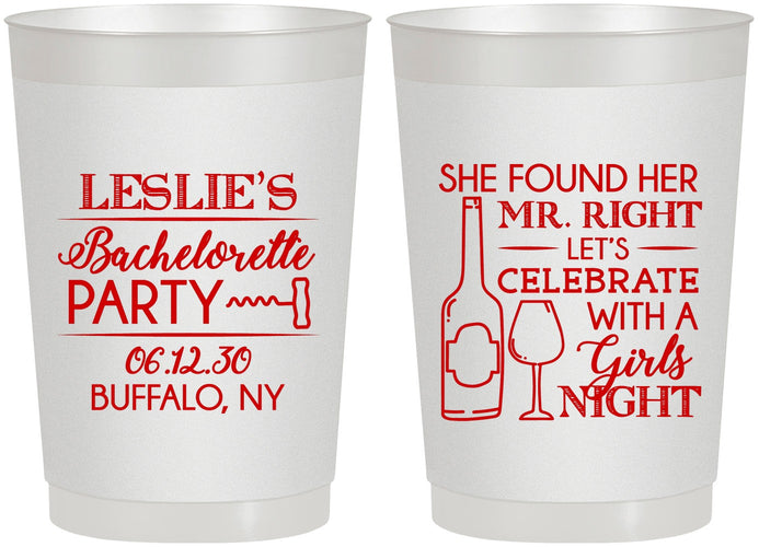 Personalized Bachelorette 22 oz Frosted Cups - Mr Right Girls Night | 60180